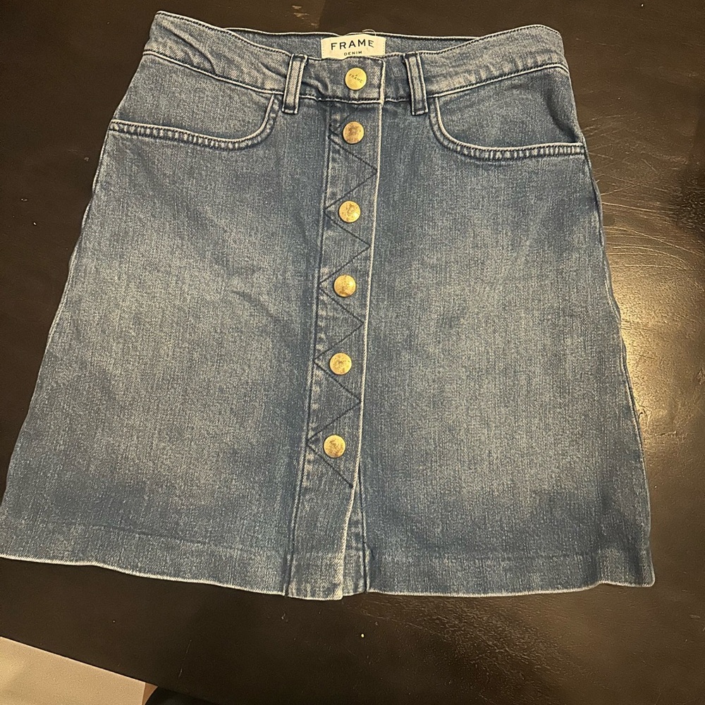 Frame Denim Blue A-Line Mini Skirt